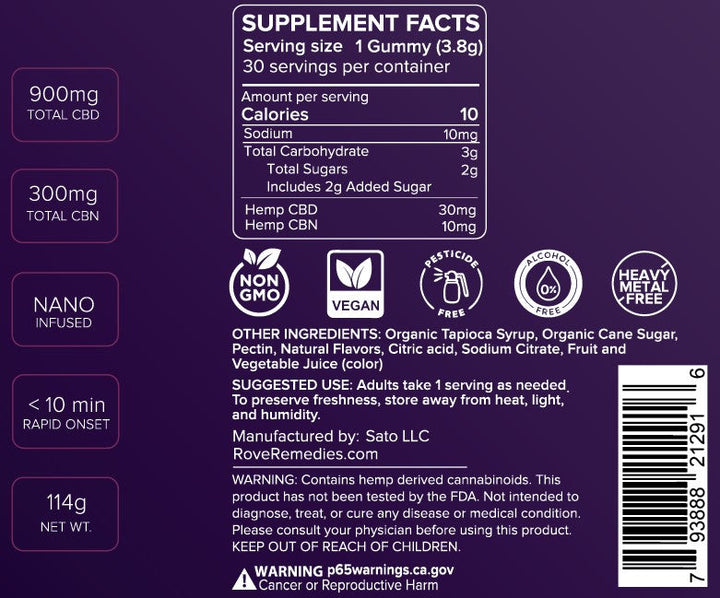 SLEEP CBD GUMMIES - 30mg CBD + 10mg CBN - WILD BERRY - Rove Remedies